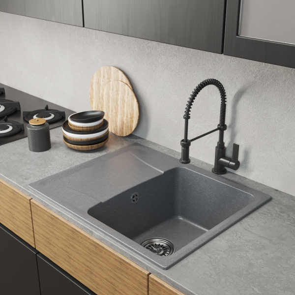 Мойка ML-GM26 с крылом, графит (342), 580*470*190мм