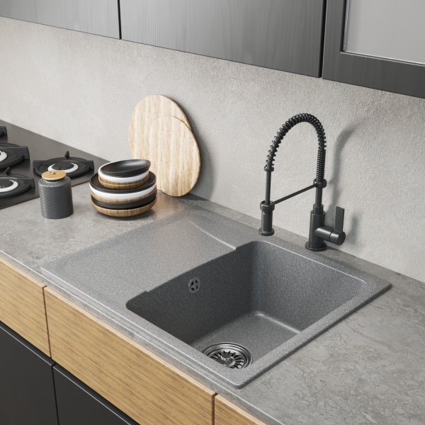 Мойка ML-GM26 с крылом, темно-серая (309), 580*470*190мм