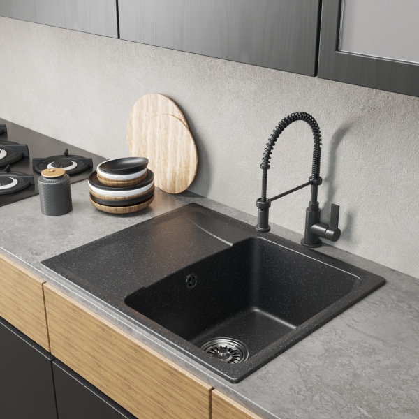 Мойка ML-GM26 с крылом, черная (308), 580*470*190мм