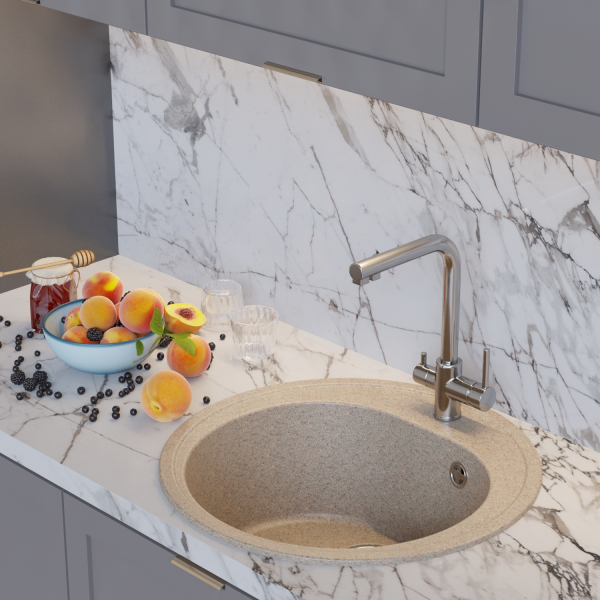 Мойкa ML-GM11 круглая, бежевая (328), 500мм (глуб. чаши 180)