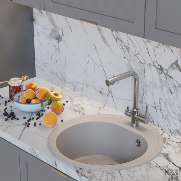 Мойкa ML-GM11 круглая, белый (331), 500мм (глуб. чаши 180)