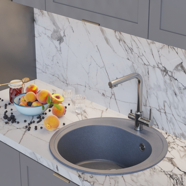 Мойкa ML-GM11 круглая, графит (342), 500мм (глуб. чаши 180)