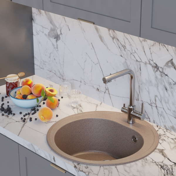 Мойкa ML-GM11 круглая, песочная (302), 500мм (глуб. чаши 180)