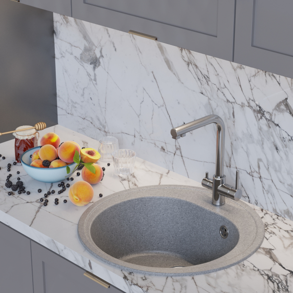 Мойкa ML-GM11 круглая, серая (310), 500мм (глуб. чаши 180)