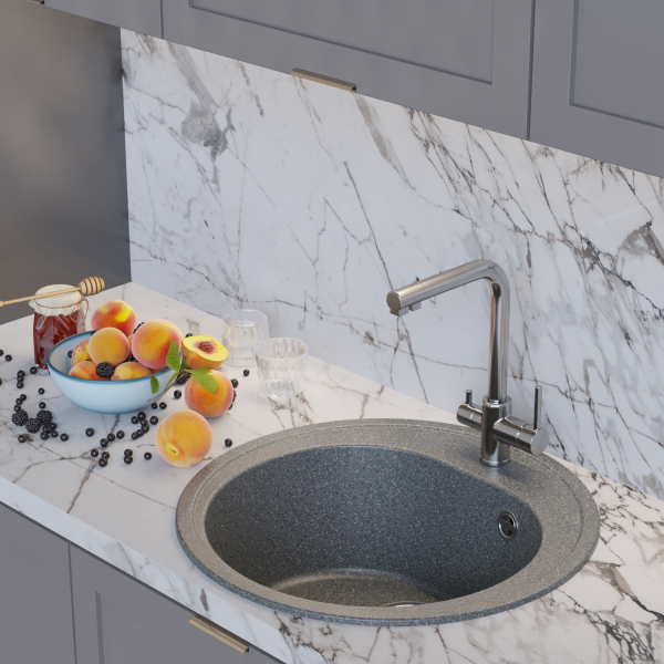 Мойкa ML-GM11 круглая, темно-серая (309), 500мм (глуб. чаши 180)