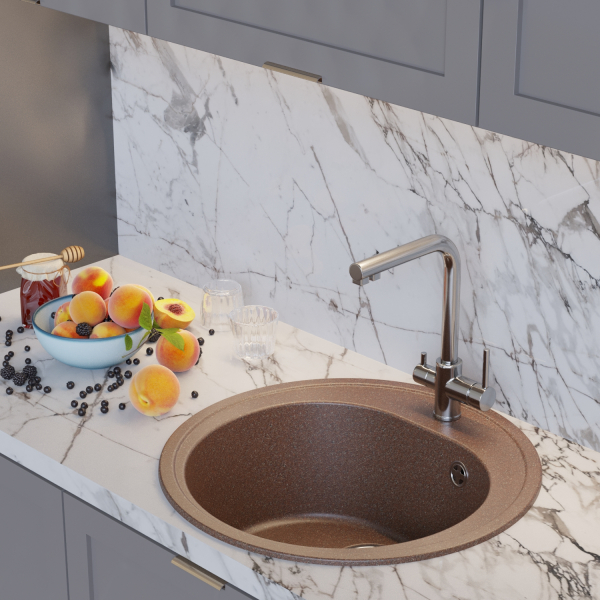 Мойкa ML-GM11 круглая, терракотовая (307), 500мм (глуб. чаши 180)