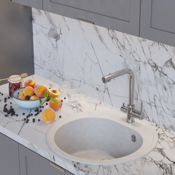 Мойкa ML-GM11 круглая, ультра-белая  (341), 500мм (глуб. чаши 180)