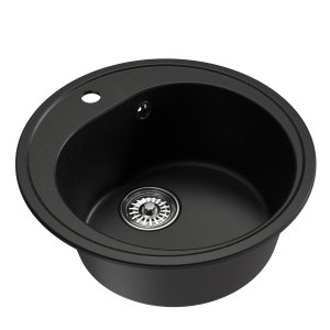 Мойкa ML-GM11 круглая, ультра-черная (344), 500мм (глуб. чаши 180) Ника