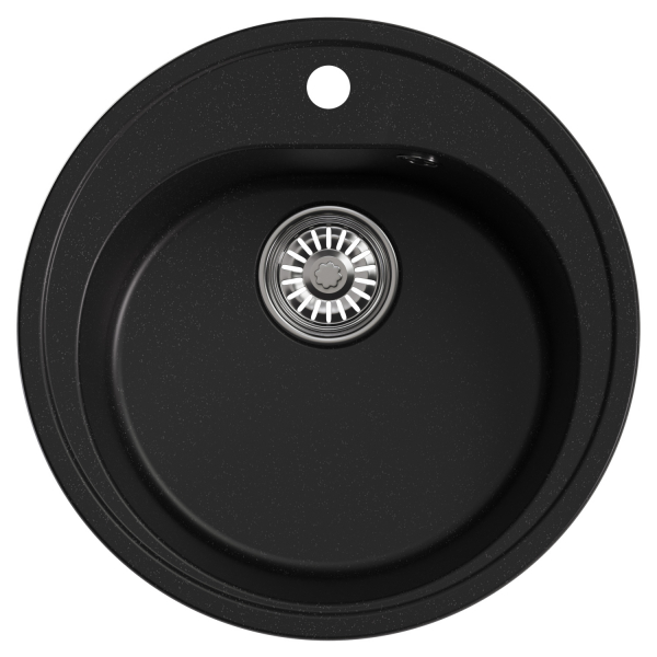 Мойкa ML-GM11 круглая, ультра-черная (344), 500мм (глуб. чаши 180)