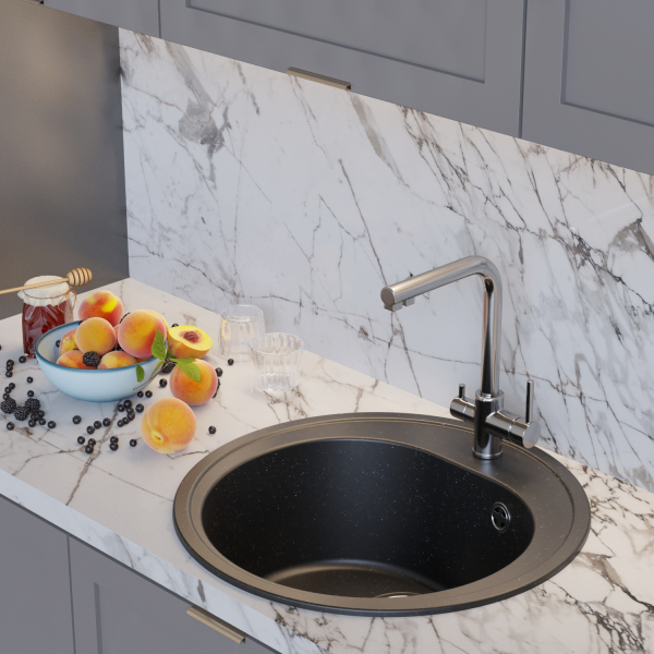 Мойкa ML-GM11 круглая, черная (308), 500мм (глуб. чаши 180)