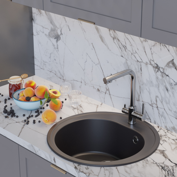 Мойкa ML-GM11 круглая, шоколад (345), 500мм (глуб. чаши 180)