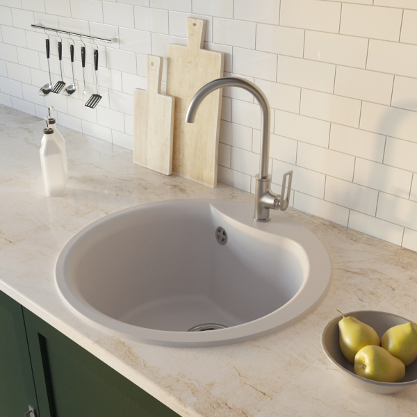 Мойкa ML-GM12 круглая, белая (331), 480мм (глуб. чаши 210)