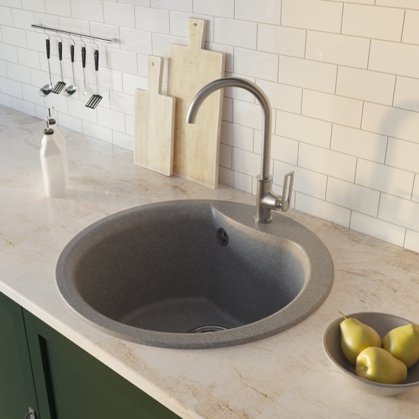 Мойкa ML-GM12 круглая, графит (342), 480мм (глуб. чаши 210)