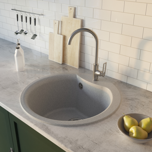 Мойкa ML-GM12 круглая, серая (310), 480мм (глуб. чаши 210)