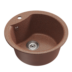 Мойкa ML-GM12 круглая, терракотовая (307), 480мм (глуб. чаши 210) Ника