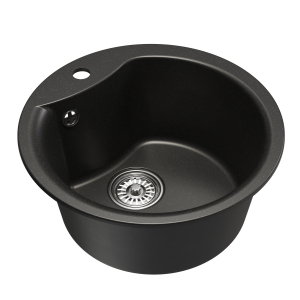 Мойкa ML-GM12 круглая, ультра-черная (344), 480мм (глуб. чаши 210) Ника
