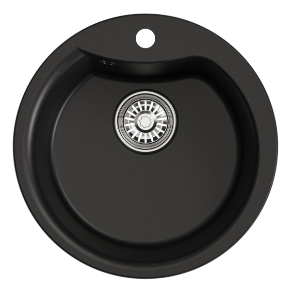 Мойкa ML-GM12 круглая, ультра-черная (344), 480мм (глуб. чаши 210)