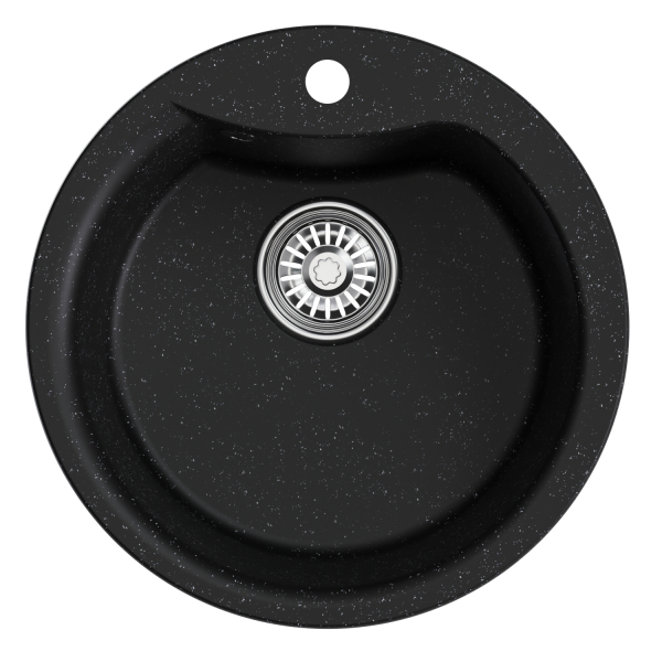 Мойкa ML-GM12 круглая, черная (308), 480мм (глуб. чаши 210)