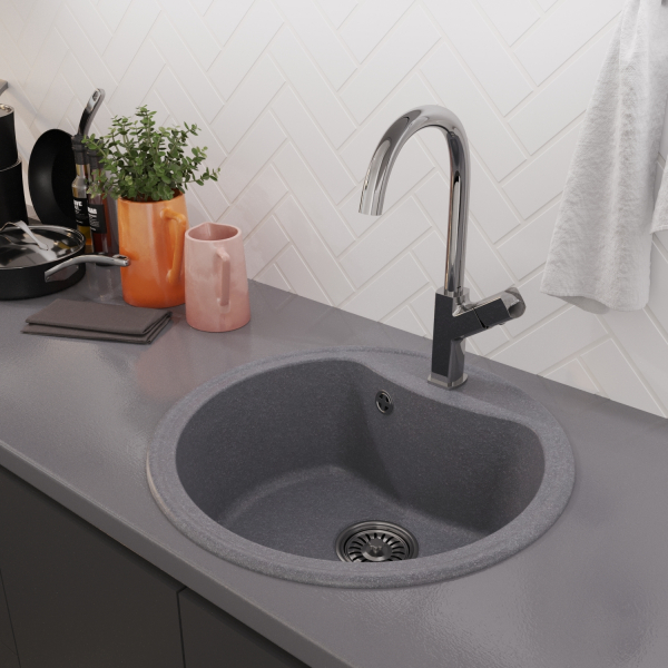 Мойкa ML-GM09 круглая, графит (342), 510 мм (глуб. чаши 190)