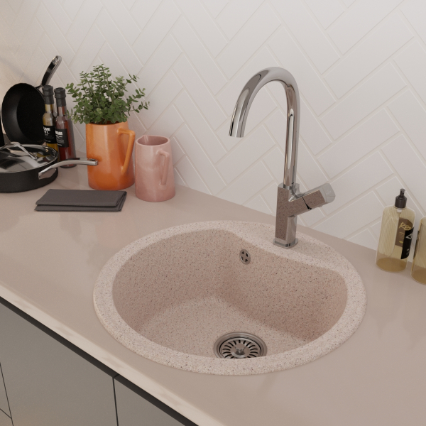 Мойкa ML-GM09 круглая, песочная (302), 510 мм (глуб. чаши 190)