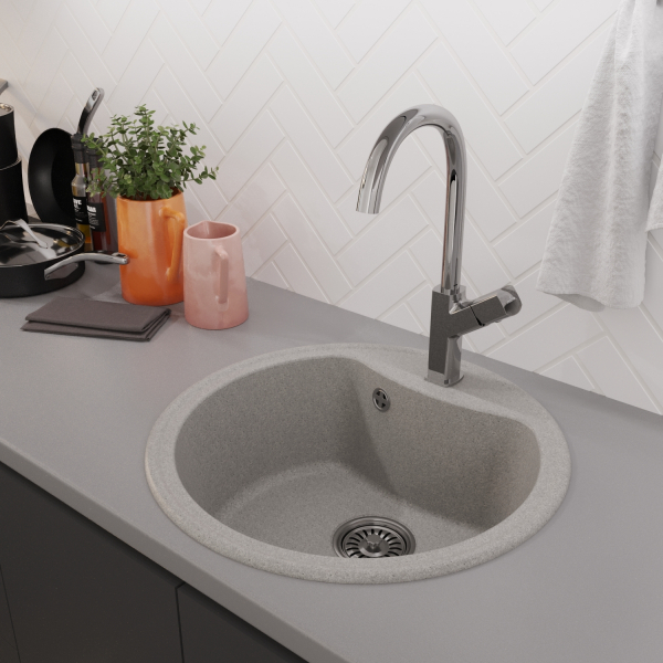 Мойкa ML-GM09 круглая, серая (310), 510 мм (глуб. чаши 190)