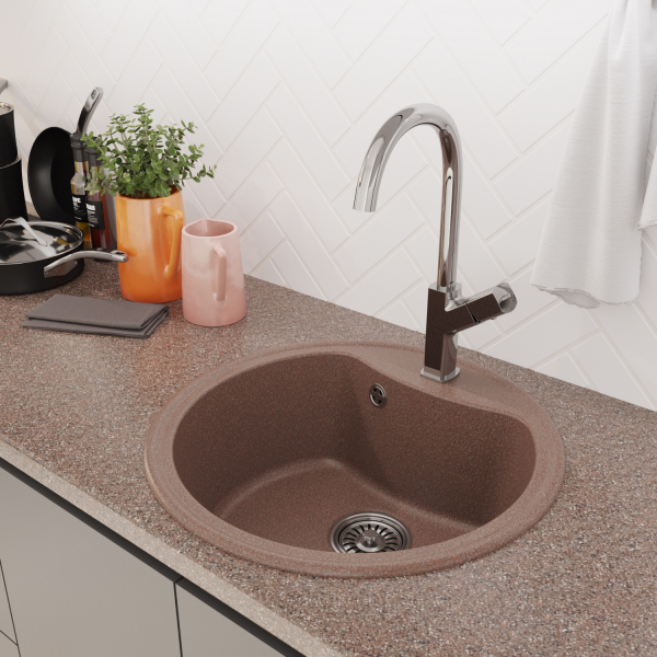 Мойкa ML-GM09 круглая, терракотовая (307), 510 мм (глуб. чаши 190)