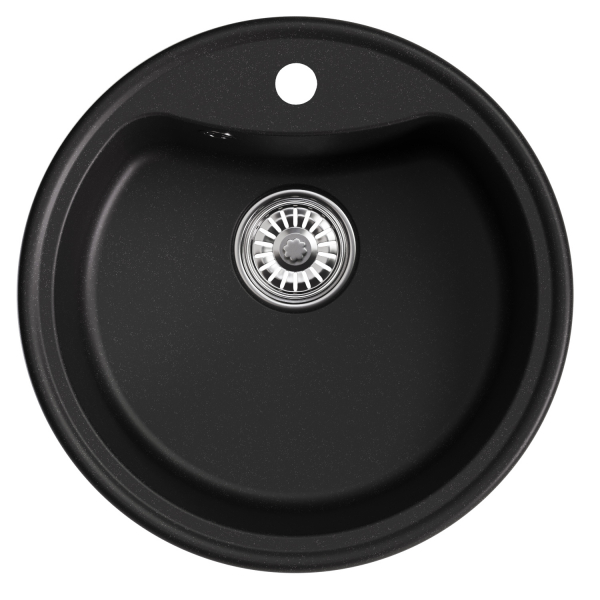 Мойкa ML-GM09 круглая, ультра-черная  (344), 510 мм (глуб. чаши 190)