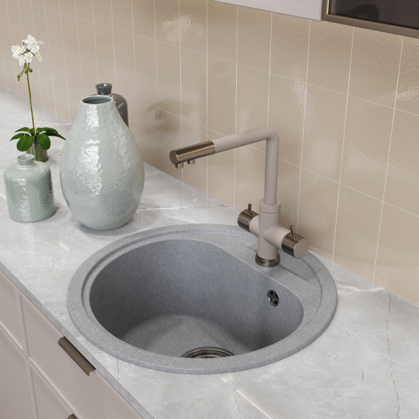 Мойкa ML-GM10 круглая, графит (342), 440мм (глуб. чаши 180)