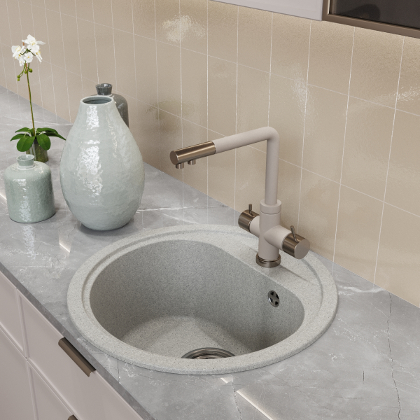 Мойкa ML-GM10 круглая, серая (310), 440мм (глуб. чаши 180)