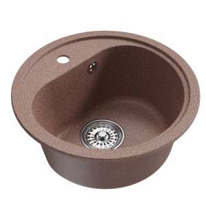 Мойкa ML-GM10 круглая, терракотовая (307), 440мм (глуб. чаши 180) Ника