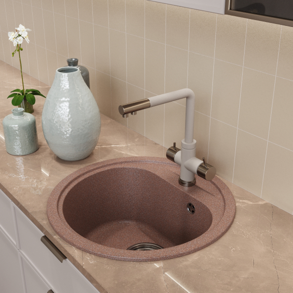 Мойкa ML-GM10 круглая, терракотовая (307), 440мм (глуб. чаши 180)