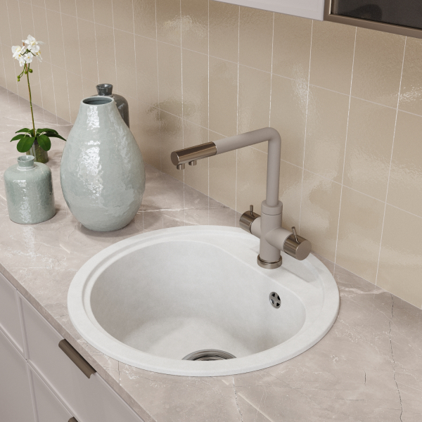 Мойкa ML-GM10 круглая, ультра-белая (341), 440мм (глуб. чаши 180)