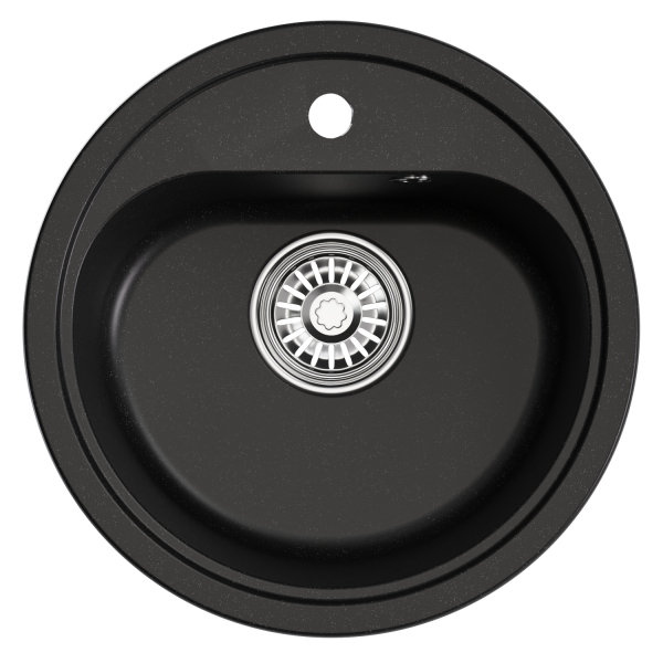 Мойкa ML-GM10 круглая, ультра-черная (344), 440мм (глуб. чаши 180)