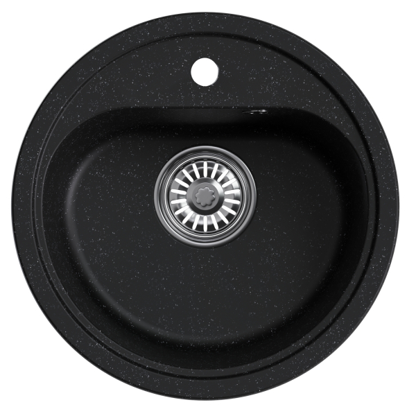 Мойкa ML-GM10 круглая, черная (308), 440мм (глуб. чаши 180)
