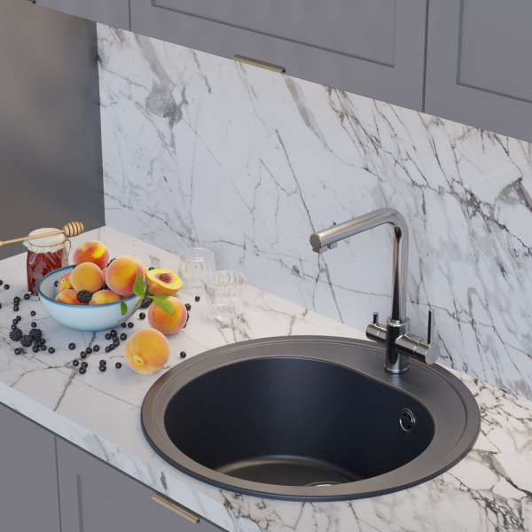 Мойкa ML-GM11 круглая, антрацит (343), 500мм (глуб. чаши 180)