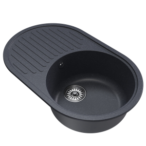 Мойка ML-GM16 овальная с крылом, антрацит (343), 730*460*180мм Ника
