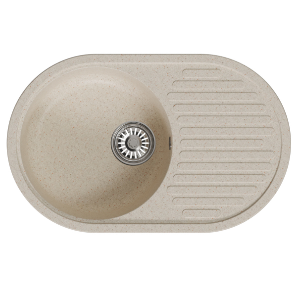 Мойка ML-GM16 овальная с крылом, бежевая (328), 730*460*180мм