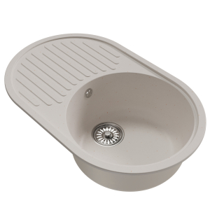 Мойка ML-GM16 овальная с крылом, белая (331), 730*460*180мм Ника