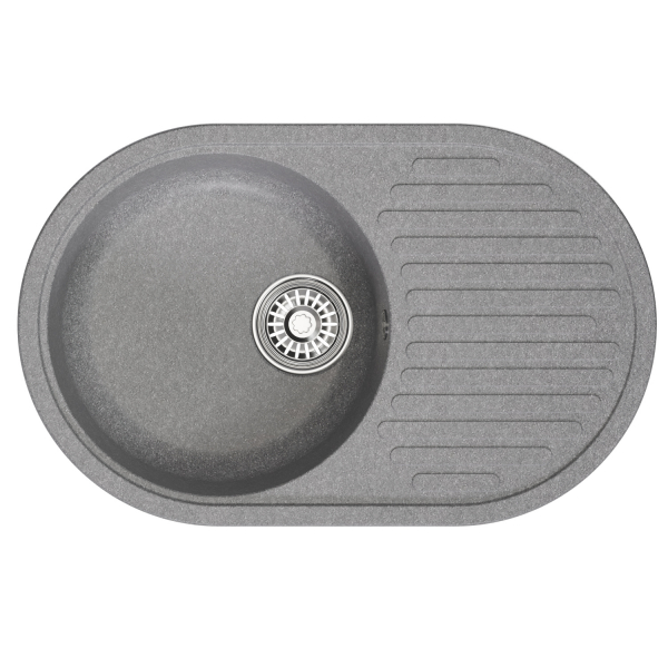 Мойка ML-GM16 овальная с крылом, графит (342), 730*460*180мм