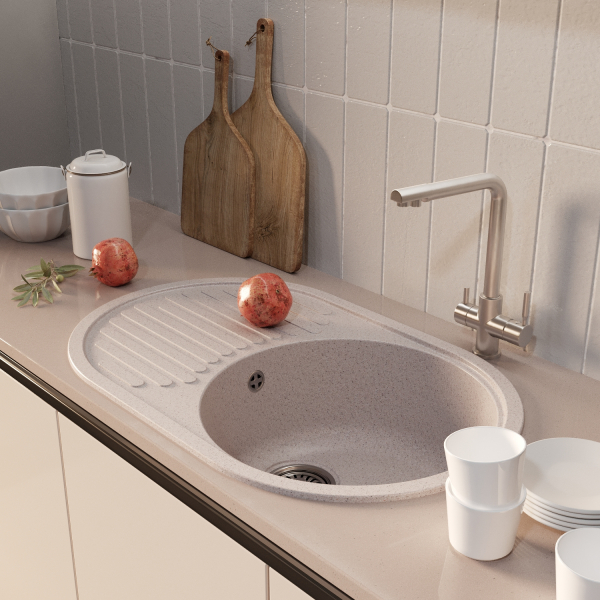 Мойка ML-GM16 овальная с крылом, песочная (302), 730*460*180мм