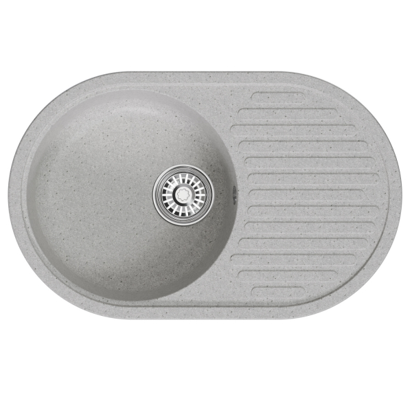 Мойка ML-GM16 овальная с крылом, серая (310), 730*460*180мм