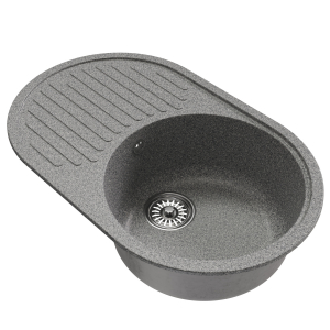 Мойка ML-GM16 овальная с крылом, темно-серая (309), 730*460*180мм Ника