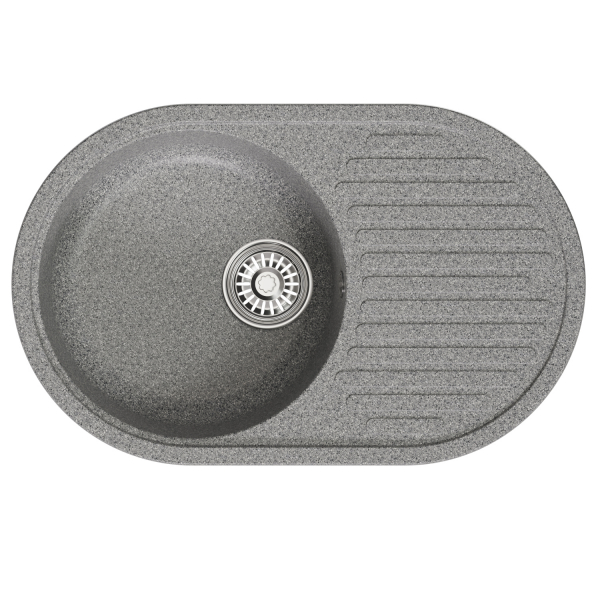 Мойка ML-GM16 овальная с крылом, темно-серая (309), 730*460*180мм