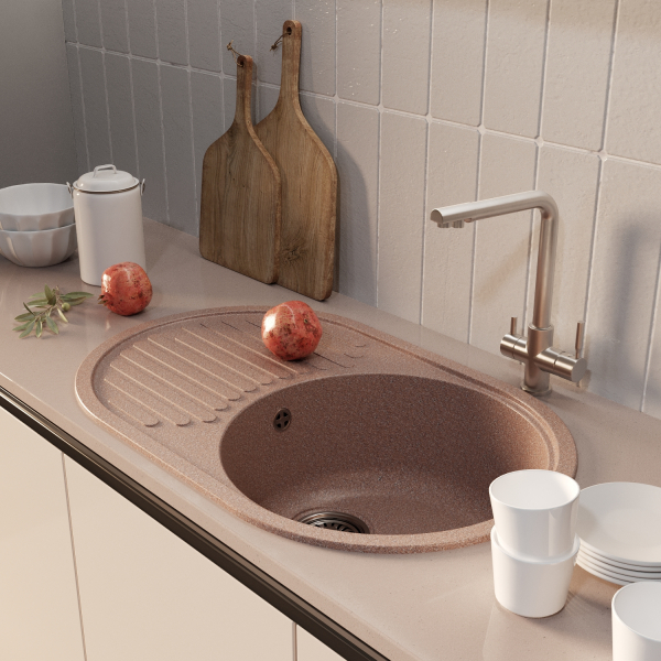 Мойка ML-GM16 овальная с крылом, терракотовая (307), 730*460*180мм