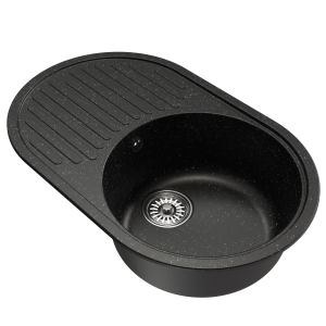 Мойка ML-GM16 овальная с крылом, черная (308), 730*460*180мм Ника