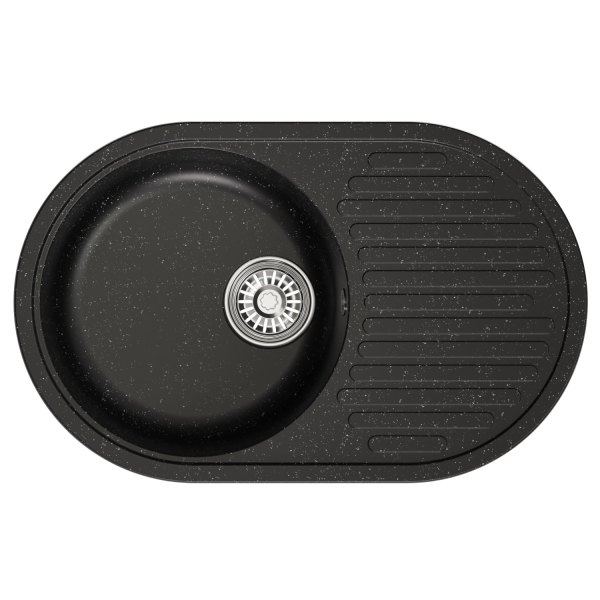 Мойка ML-GM16 овальная с крылом, черная (308), 730*460*180мм
