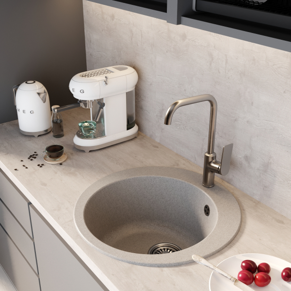 Мойкa ML-GM13 круглая, серая (310), 495мм (глуб. чаши 200)