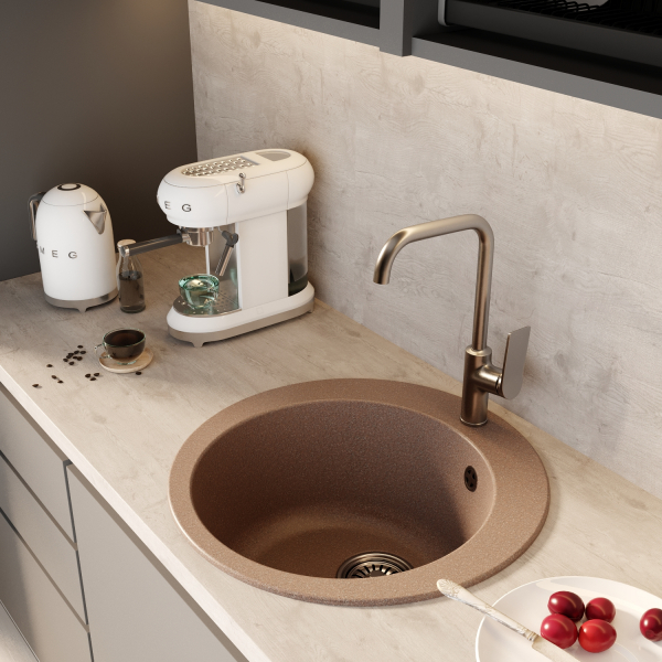 Мойкa ML-GM13 круглая, терракотовая (307), 495мм (глуб. чаши 200)