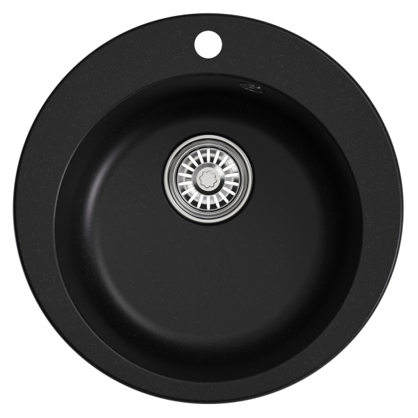 Мойкa ML-GM13 круглая, ультра-черная (344), 495мм (глуб. чаши 200)