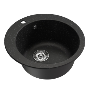 Мойкa ML-GM13 круглая, черная (308), 495мм (глуб. чаши 200) Ника